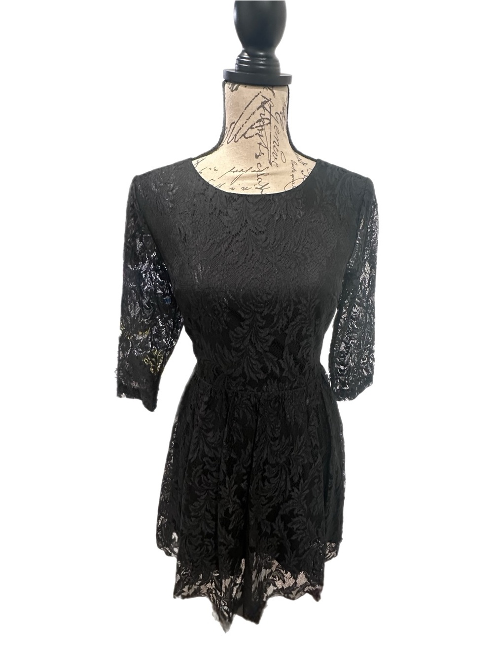 Altar'd State "Elsa" Black Lace Mini Dress NWT Sz S WhimsyGoth / Wednesday Adams